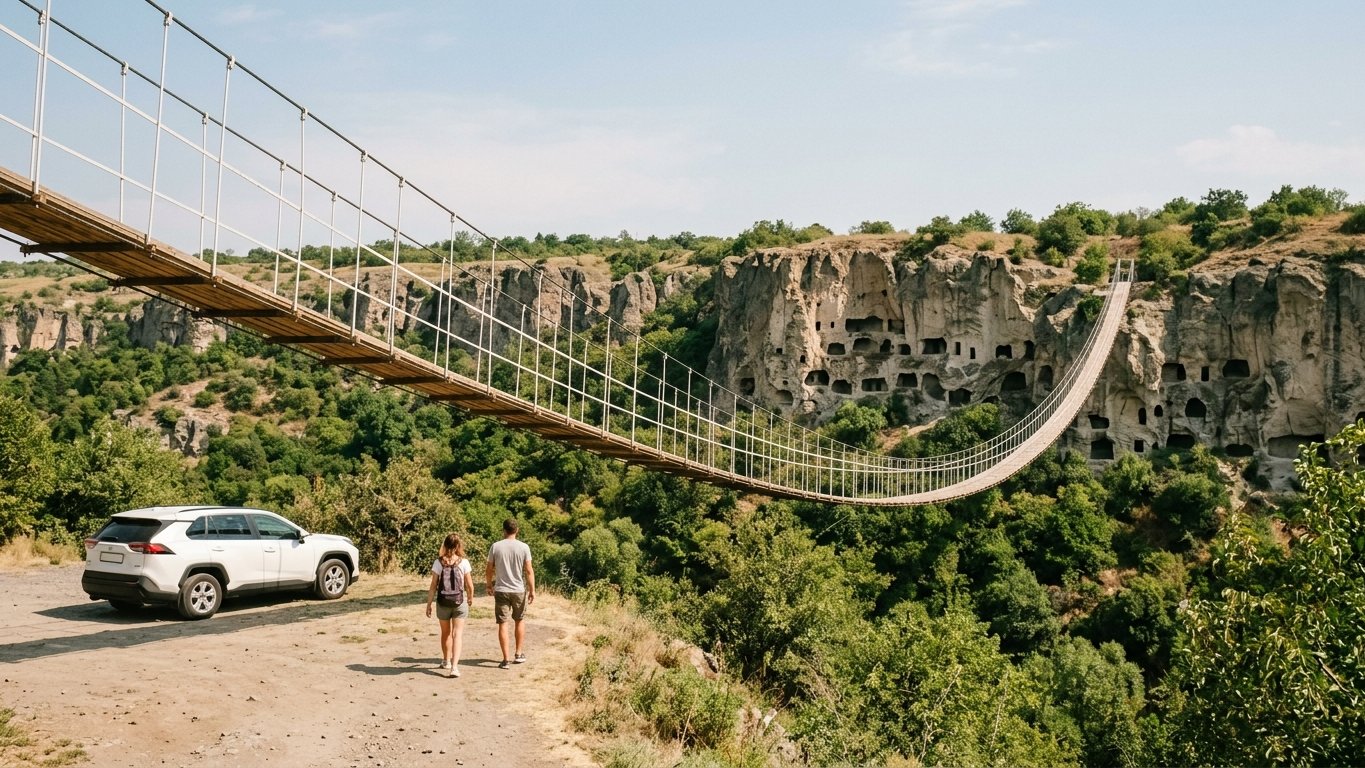 Driving from Yerevan to Khndzoresk Swinging Bridge