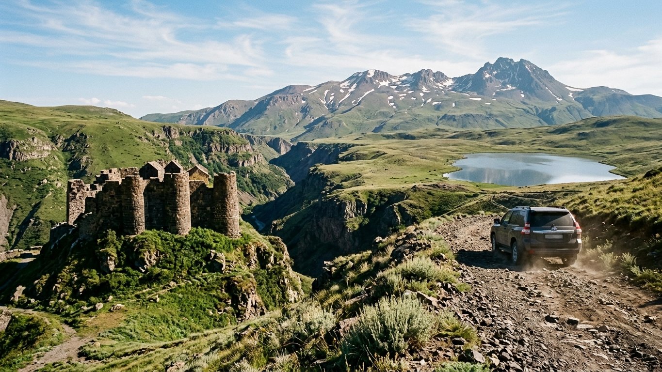 Driving from Yerevan to Mount Aragats & Amberd